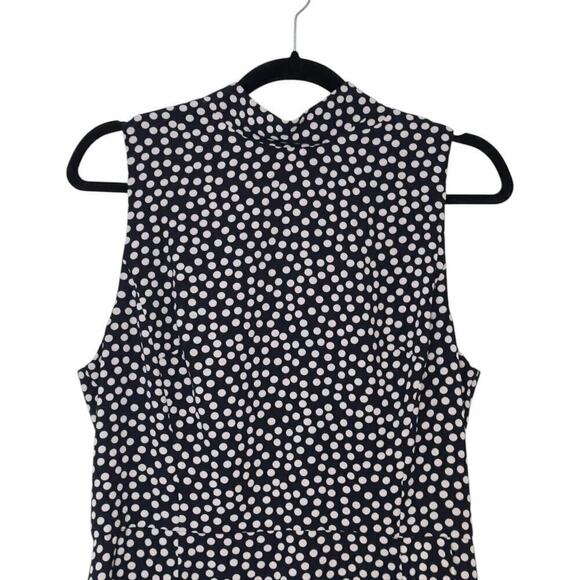 Betsey Johnson Polka Dot Ruffle Detail Sleeveless Flounce Dress Navy/Ivory (14) - Picture 4 of 12
